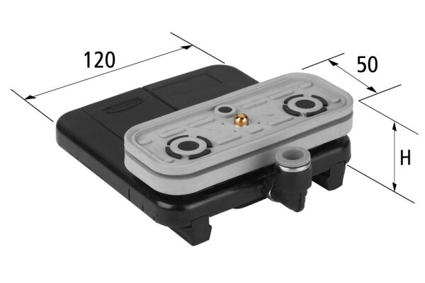 Schmalz Blocksauger VCBL-S1 120 x 50 mm, Höhe 32,7 mm, mit Tastventil  und Schlauchanschluss