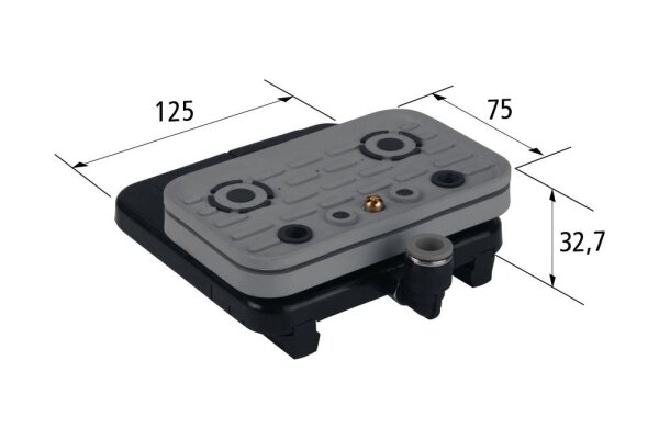 Schmalz Blocksauger VCBL-S1 125 x 75 mm, Höhe 32,7 mm, mit Tastventil  und Schlauchanschluss