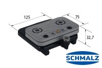 Schmalz Blocksauger VCBL-S1 125 x 75 mm, Höhe 32,7 mm, mit Tastventil  und Schlauchanschluss